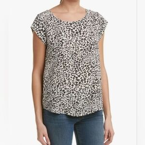 EUC JOIE WOMEN'S RANCHER LIP LEOPARD PRINT 100% SILK BLOUSE SIZE SMALL